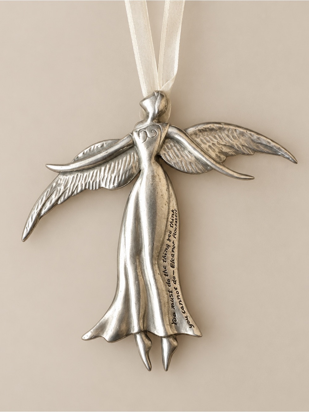 Pewter Angel Ornament Eleanor Roosevelt Quote Inspirational Decor